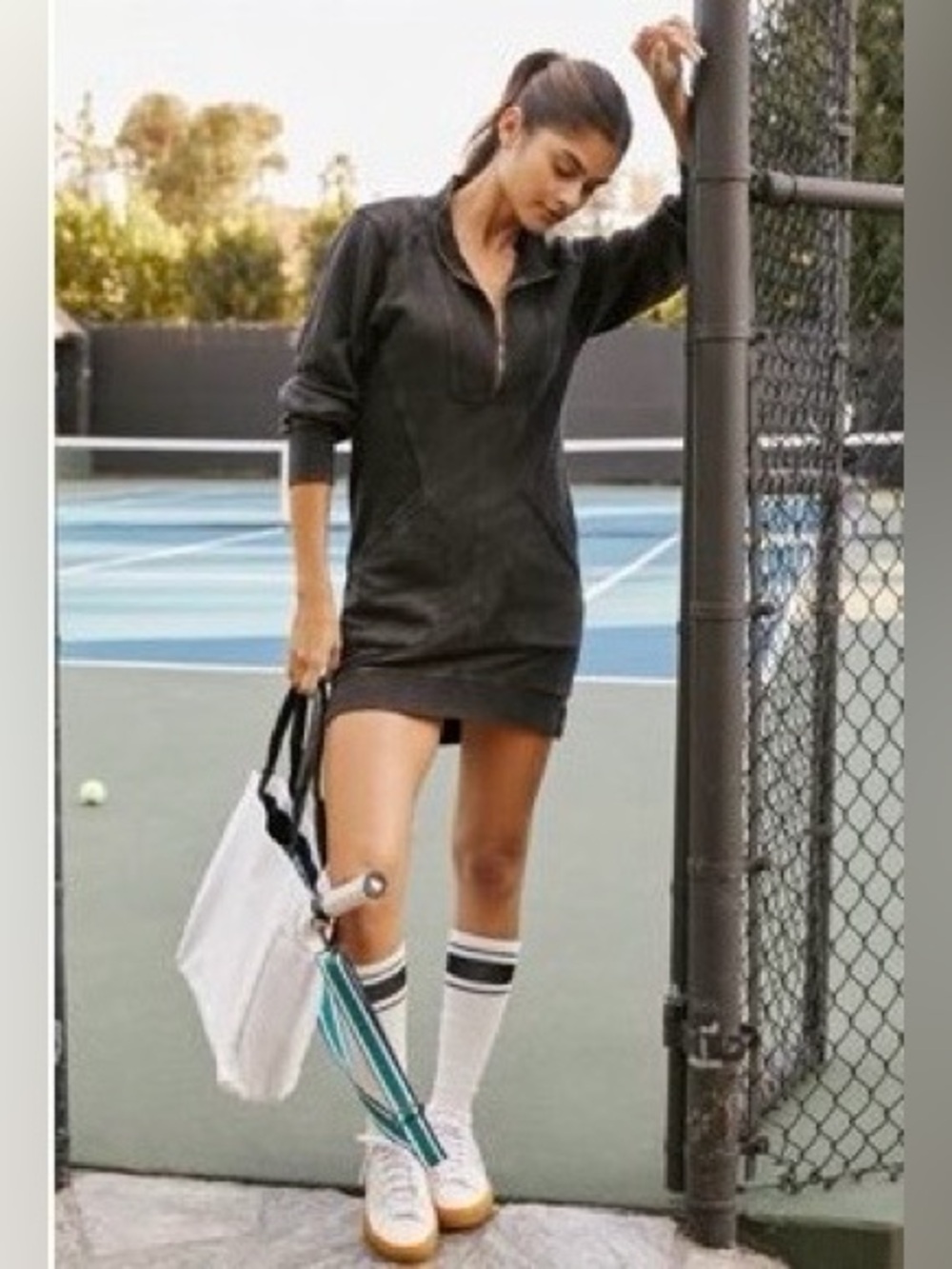 Anthropologie Half-Zip Sweatshirt Dress-Tunix